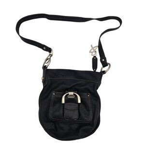 B Makowsky Black Leather Crossbody Bag With Silver-Tone Accents